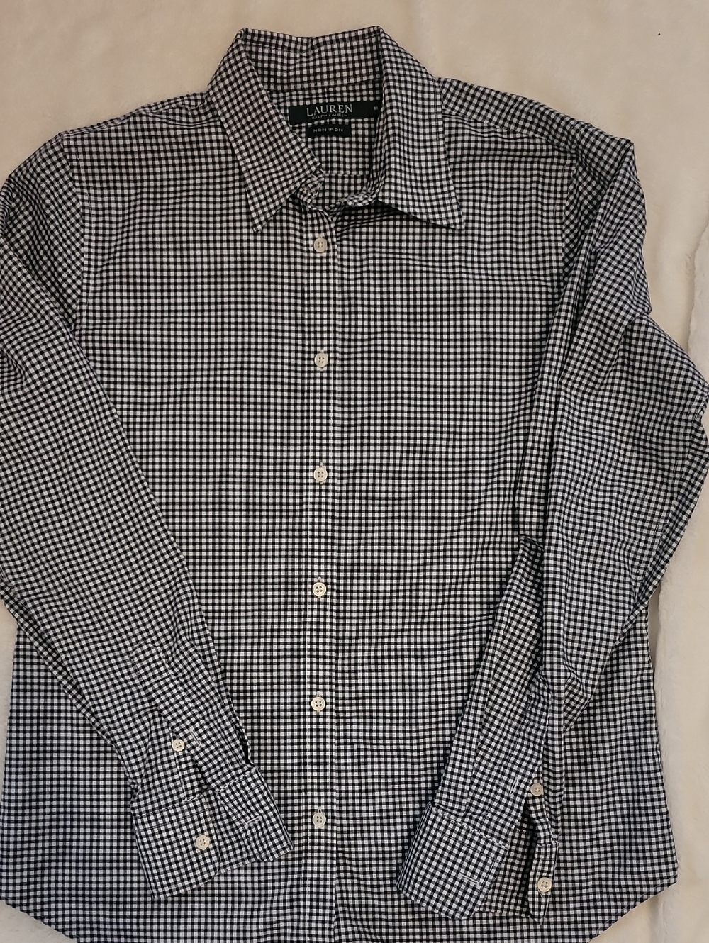 Lauren Ralph Lauren Black and White Gingham Button-Down Shirt